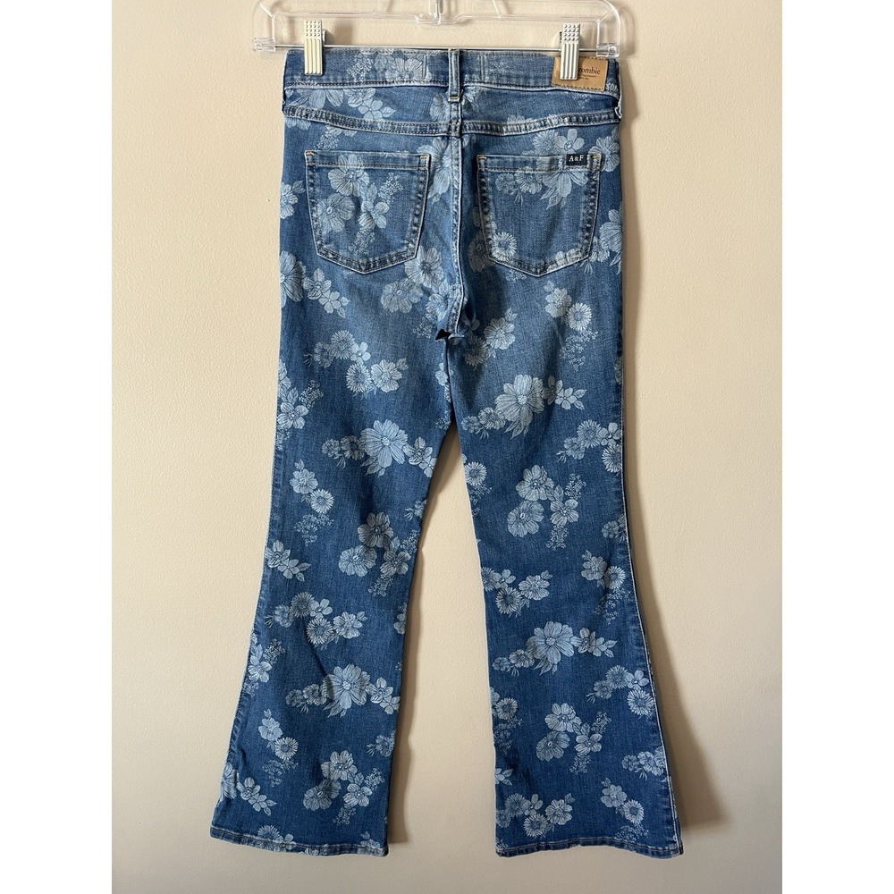 Abercrombie Kids High-Rise Flare Floral‎ Print Jeans Size 11/12 Regular - Picture 5 of 10